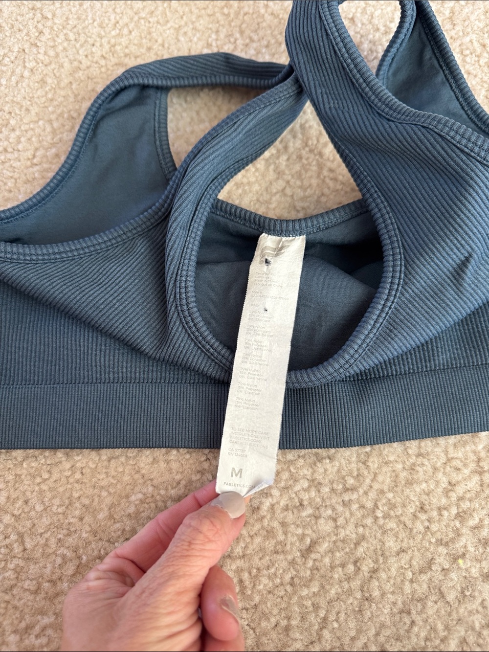 Fabletics Ribbed Square-Neck Bralette - Charcoal - Picture 3 of 5